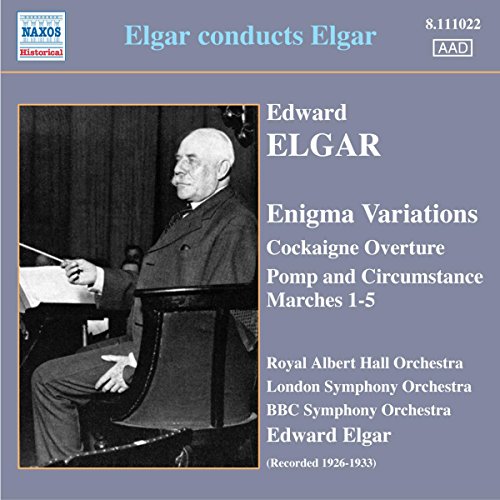CD cover featuring a black and white portrait of composer Edward Elgar.