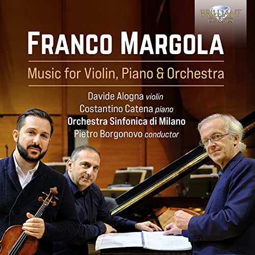 CD cover featuring musicians with violin, piano, and orchestral text.