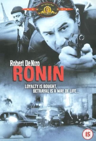 DVD cover for "Ronin" featuring Robert De Niro holding a gun.
