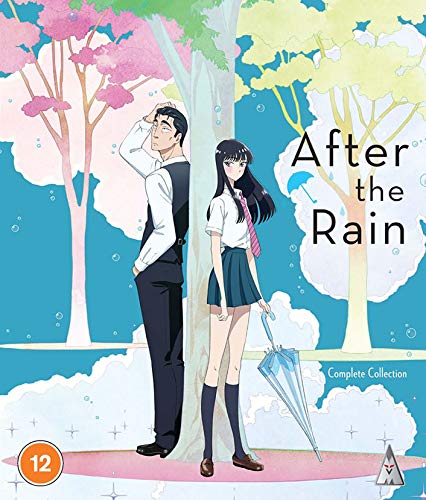 Anime Blu-ray cover featuring two characters under pink cherry blossom trees.
