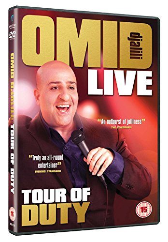 DVD case with Omid Djalili holding a microphone, red background, "Tour of Duty" text.