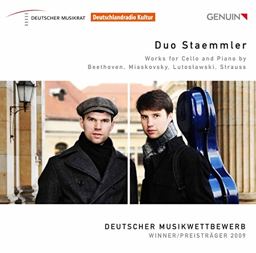 CD cover featuring two men, one holding a cello, against a building backdrop.