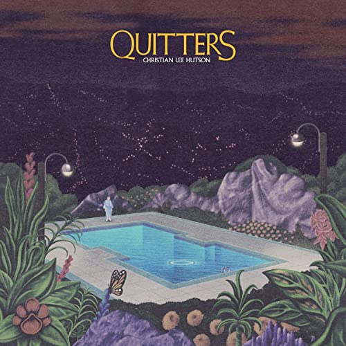 Album cover for "Quitters" by Christian Lee Hutson, featuring a pool scene.