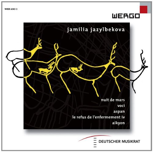 A CD cover featuring a black square with yellow deer outlines and white text.