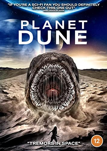 DVD cover for "Planet Dune" featuring a giant sandworm and desert landscape.