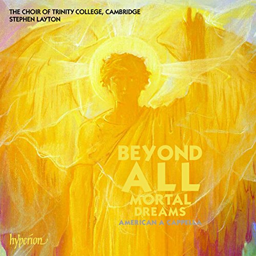 "Album cover with yellow-toned angel illustration and text 'Beyond All Mortal Dreams'."