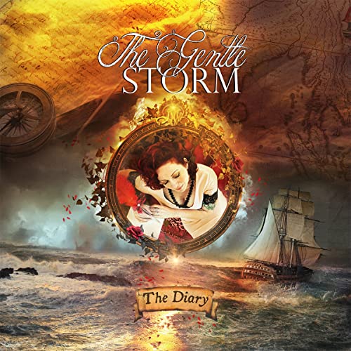 Album cover featuring a woman in an ornate frame, stormy sea, and ship.