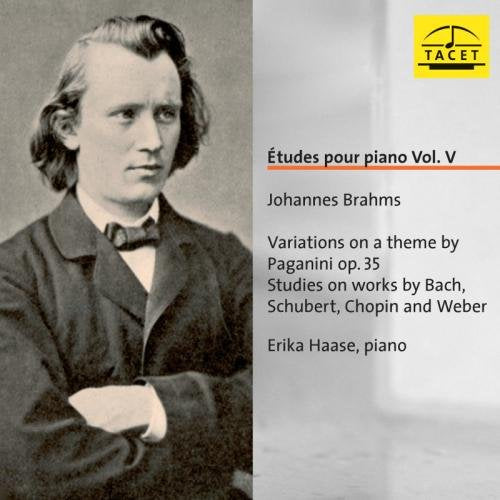 CD cover with black and white portrait and text describing classical piano music.