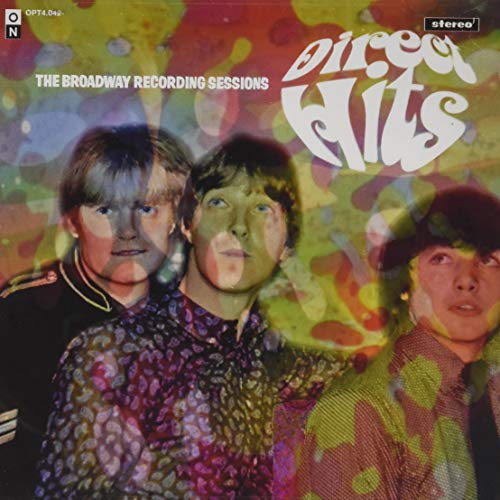 Album cover for “Direct Hits” featuring three men in 1960s attire.