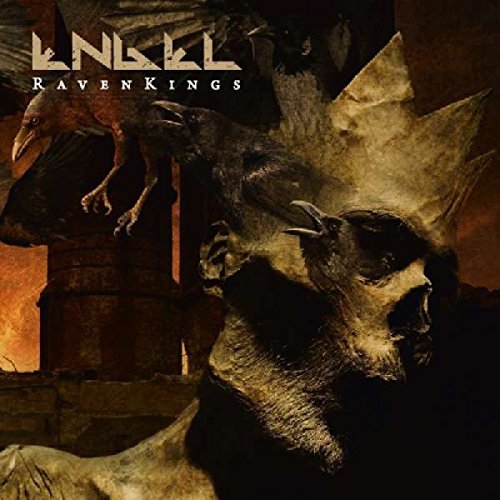 "Album cover featuring a skull with a crown, surrounded by ravens and stone structures."