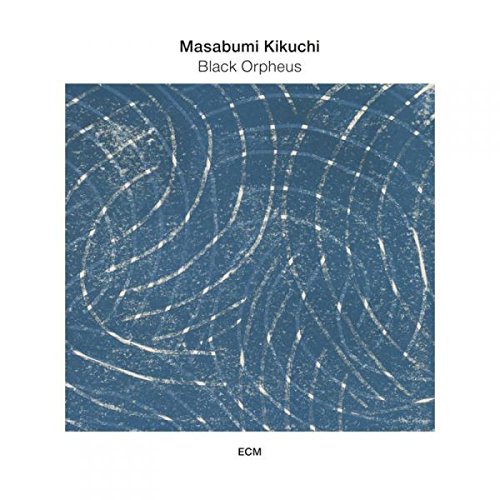 "Album cover with blue abstract design, white border, and artist's name at the top."