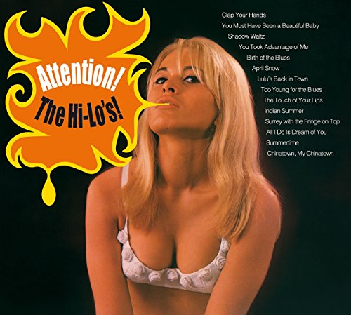 Album cover for "Attention! The Hi-LoS!" featuring a woman and tracklist.