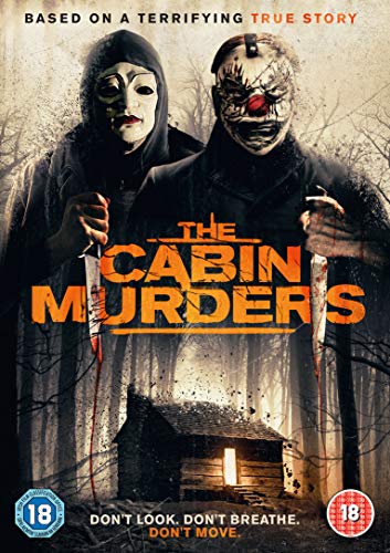 DVD cover for "The Cabin Murders" featuring two masked figures and a cabin.