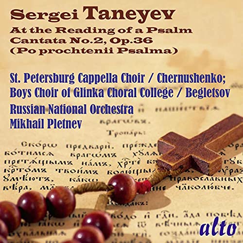 CD cover for Taneyev’s “At the Reading of a Psalm” with a cross.