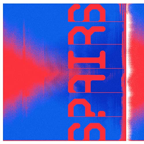 CD cover for Spairs' "Spills" with red text on blue and red background.