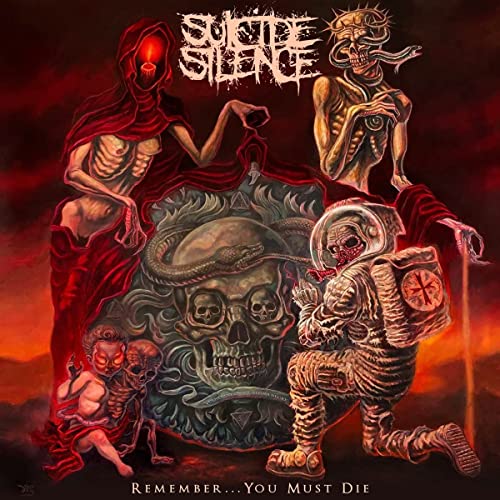 Album cover for Suicide Silence’s “Remember… You Must Die” featuring skeletal figures.