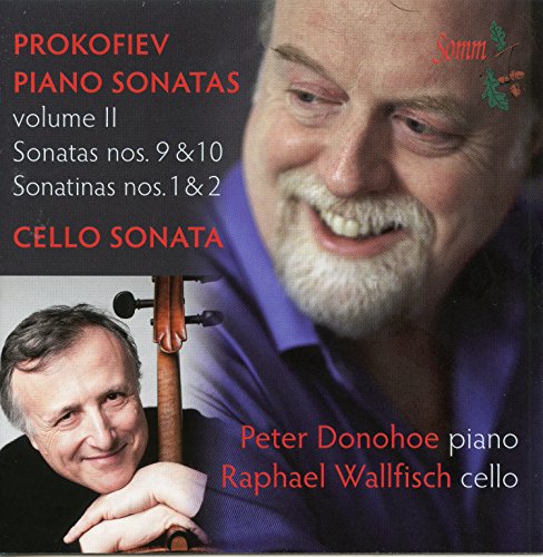 CD cover featuring portraits of Peter Donohoe and Raphael Wallfisch with musical text.