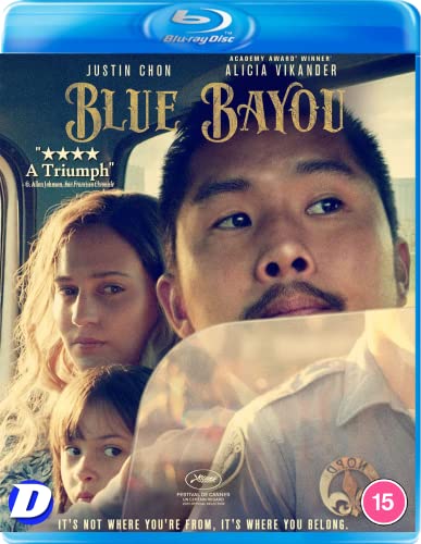 Blue Bayou" Blu-ray cover featuring Justin Chon and Alicia Vikander.