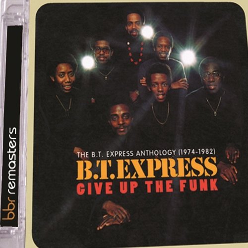 "CD case with black cover featuring B.T. Express band members and album title."