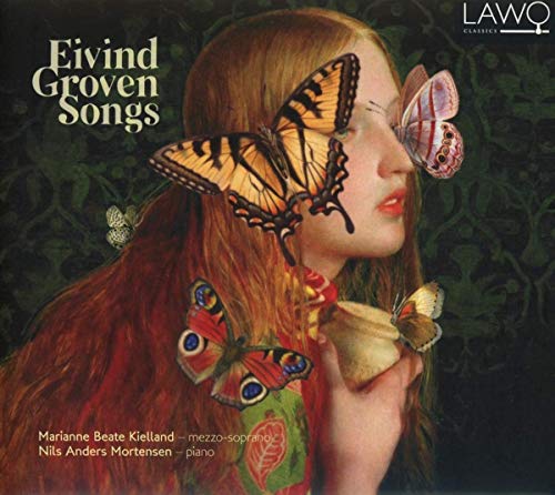 CD cover featuring a woman surrounded by butterflies, with text "Eivind Groven Songs".
