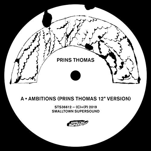 White vinyl record label with black abstract design and text.