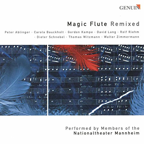 CD cover for "Magic Flute Remix" with musical notes and feathers.
