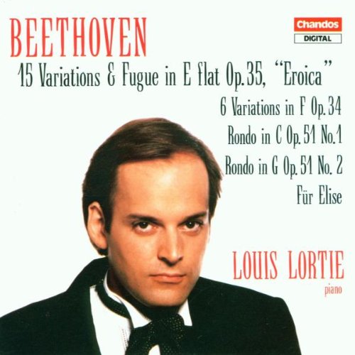 CD cover featuring a man in a black tuxedo, with Beethoven's compositions listed.