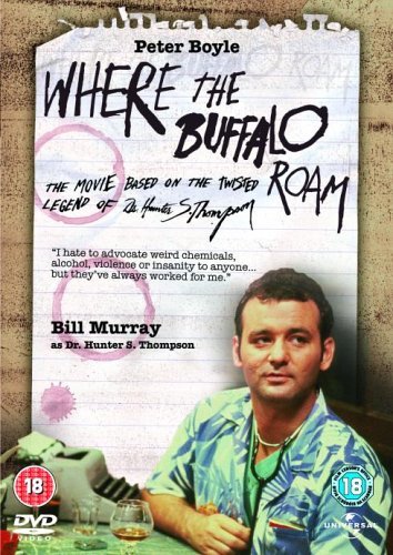 DVD cover for "Where The Buffalo Roam" featuring Bill Murray as Hunter S. Thompson.