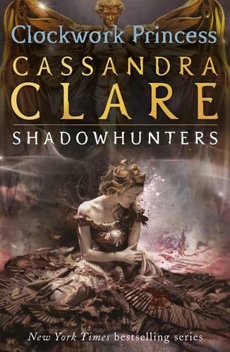 "Book cover featuring a woman in a dress, surrounded by debris and a winged figure."