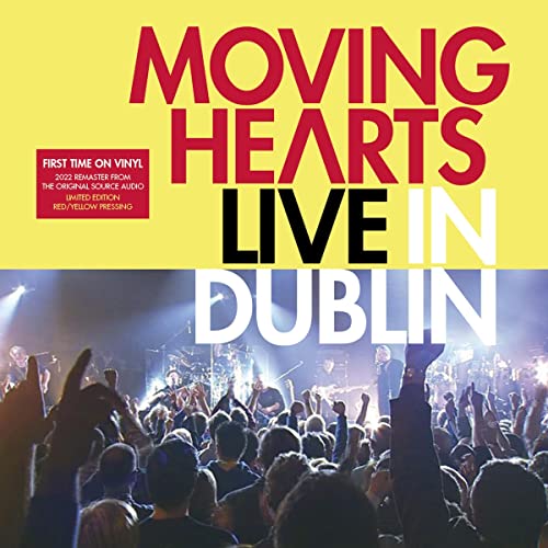 Moving Hearts - Live in Dublin" vinyl album cover with concert crowd.