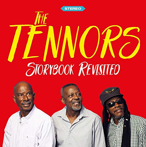 Album cover with three men and yellow title on red background.