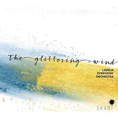 "CD cover art with blue and gold watercolor design and black text."
