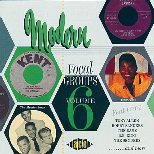 CD cover for "Modern Vocal Groups Vol.6" featuring vintage record label designs.