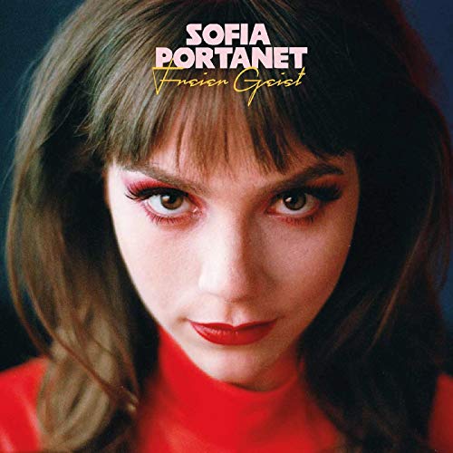 Close-up portrait of Sofia Portanet with text "Freier Geist".