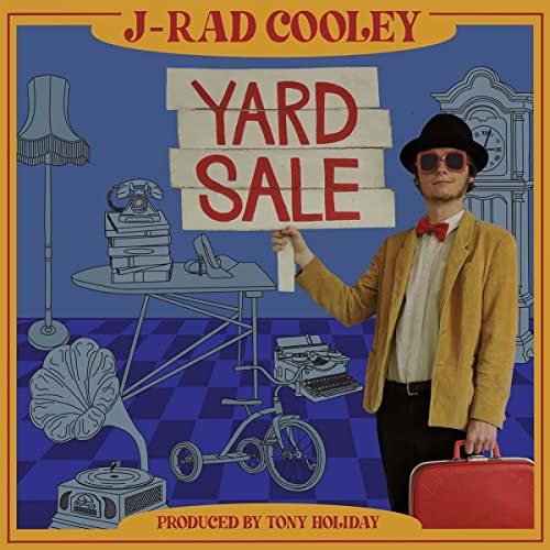 CD cover for J-Rad Cooley’s “Yard Sale” featuring a man with vintage items.