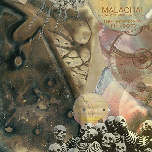 A CD cover with skeletons and abstract shapes, featuring the title "Malachai".