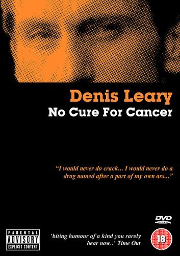 "Denis Leary DVD cover with close-up face, black background, and parental advisory label."