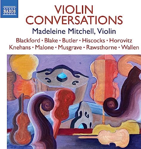 CD cover for "Violin Conversations" by Madeleine Mitchell, abstract painting.