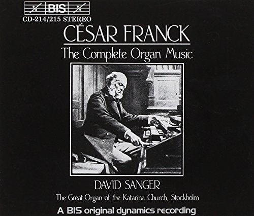 Black and white CD cover featuring César Franck and an organ.