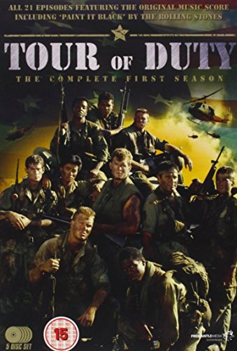 DVD cover for "Tour of Duty" featuring soldiers in a Vietnam War setting.