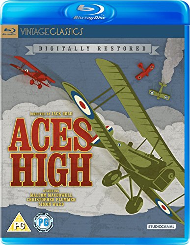 Aces High" Blu-ray cover featuring vintage biplanes in a cloudy sky.