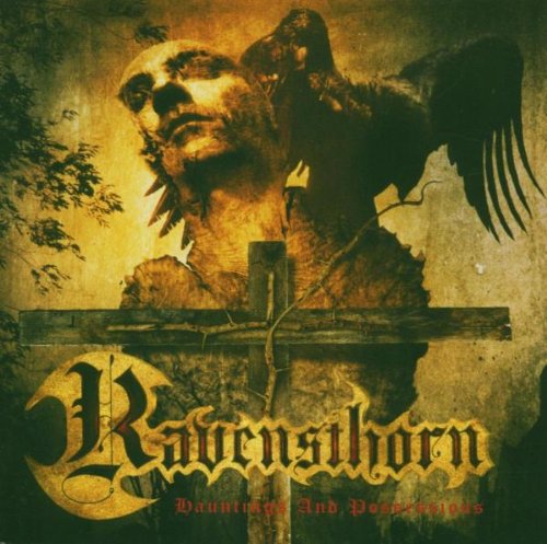 CD cover: ghostly face, raven, and a cross against a textured, dark background.