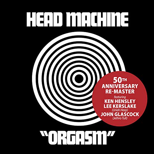 Black album cover with white spiral design and red circular label.