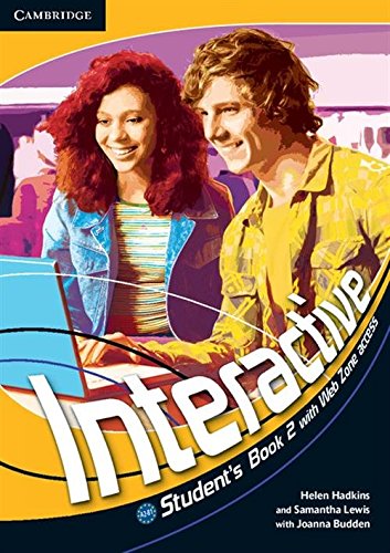 "Textbook cover with two students using a laptop, titled 'Interactive Student's Book 2'."