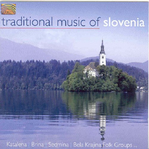 "CD cover featuring a serene lake scene with a church on a small island."