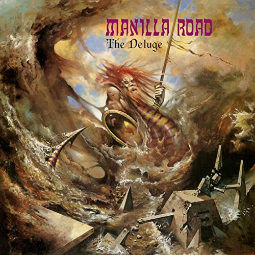 Fantasy album cover depicting a warrior amidst swirling waves and ruins.