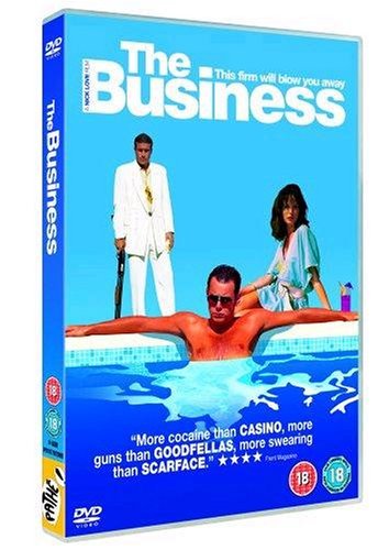 DVD cover for The Business showing a man in a pool with two others.