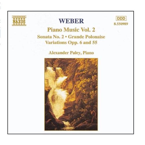 CD cover with a landscape painting and text describing piano music by Weber.