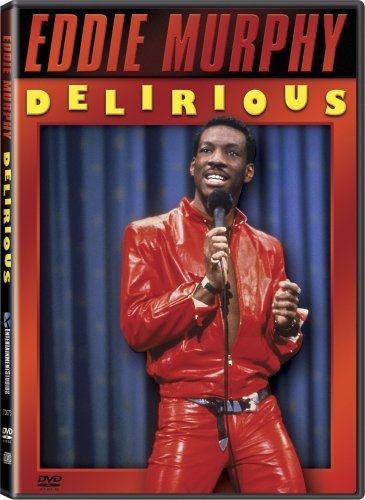 DVD cover for Eddie Murphy’s “Delirious” featuring him in a red suit.