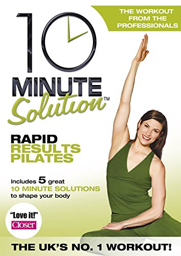 DVD cover for "10 Minute Solution Rapid Results Pilates" with a woman exercising.